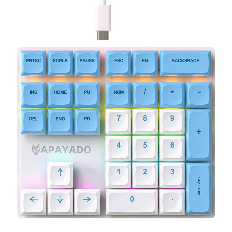 33 Key Wired Mechanical Numeric Keypad with Multi-color Lights Suitable for Finance, Business, Laptop Numeric Keyboard
