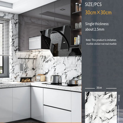 30*30cm Imitation Tile 3D Marble Kitchen Waterproof Self-adhesive Wall Sticker Wall Decoration Bathroom Moisture-proof Wallpaper - MyLootWare