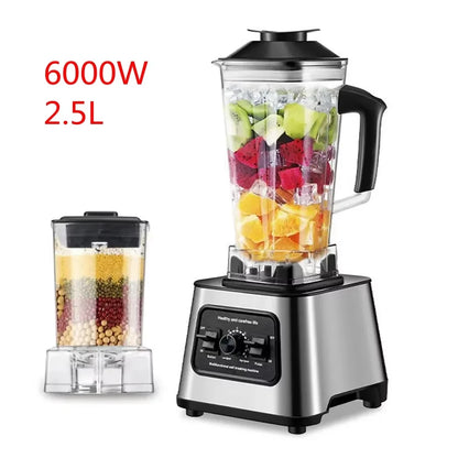 6000W Powerful Electric Blender Mixer Juicer Smoothie Maker Table Blenders 2.5L Container Food Processor Ice Fruit Blender Mixer - MyLootWare