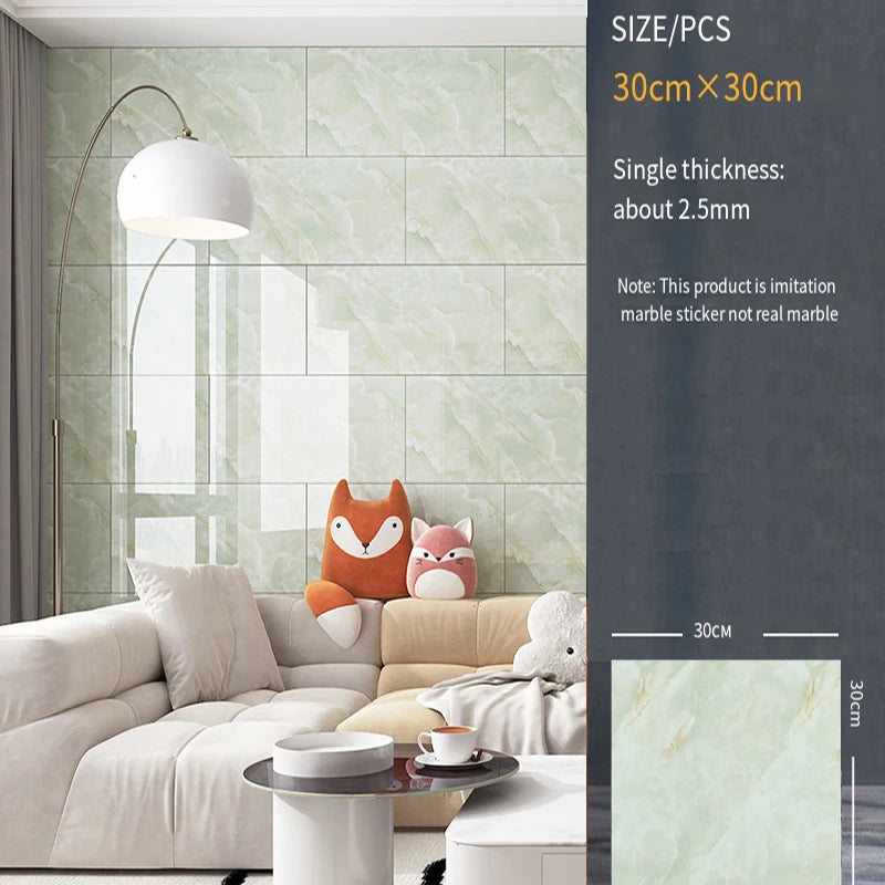 30*30cm Imitation Tile 3D Marble Kitchen Waterproof Self-adhesive Wall Sticker Wall Decoration Bathroom Moisture-proof Wallpaper - MyLootWare