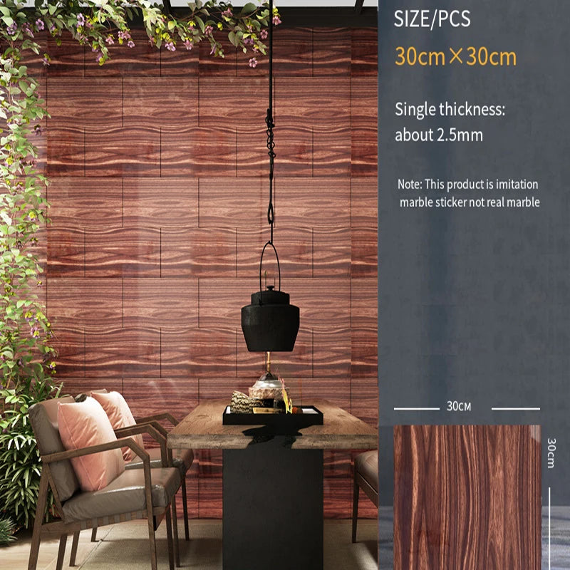 30*30cm Imitation Tile 3D Marble Kitchen Waterproof Self-adhesive Wall Sticker Wall Decoration Bathroom Moisture-proof Wallpaper - MyLootWare