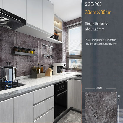 30*30cm Imitation Tile 3D Marble Kitchen Waterproof Self-adhesive Wall Sticker Wall Decoration Bathroom Moisture-proof Wallpaper - MyLootWare