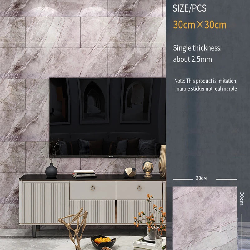 30*30cm Imitation Tile 3D Marble Kitchen Waterproof Self-adhesive Wall Sticker Wall Decoration Bathroom Moisture-proof Wallpaper - MyLootWare