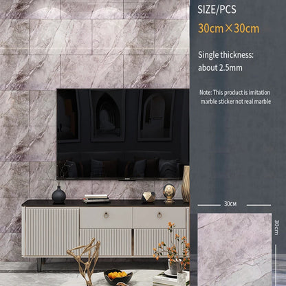 30*30cm Imitation Tile 3D Marble Kitchen Waterproof Self-adhesive Wall Sticker Wall Decoration Bathroom Moisture-proof Wallpaper - MyLootWare
