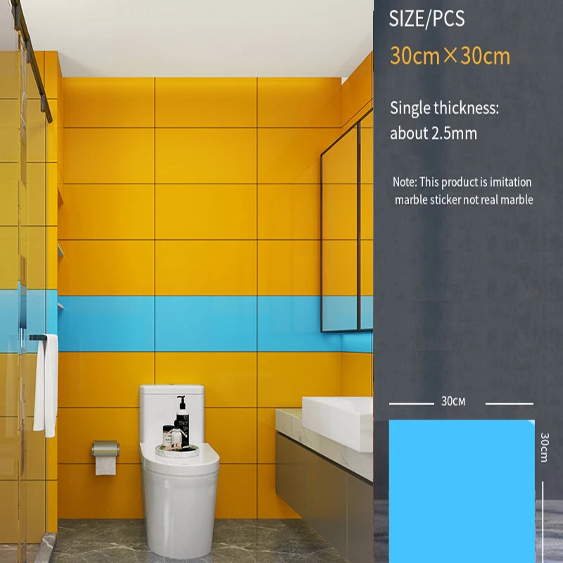 30*30cm Imitation Tile 3D Marble Kitchen Waterproof Self-adhesive Wall Sticker Wall Decoration Bathroom Moisture-proof Wallpaper - MyLootWare