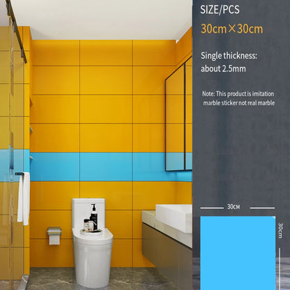 30*30cm Imitation Tile 3D Marble Kitchen Waterproof Self-adhesive Wall Sticker Wall Decoration Bathroom Moisture-proof Wallpaper - MyLootWare