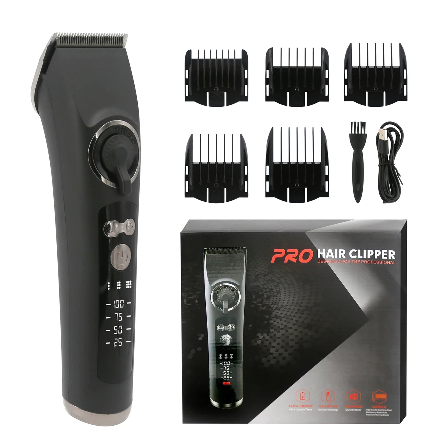 Electric Hair Clipper Unique Shaped Moving Blade Hair Trimmer LCD Display USB Rechargeable For Salon Men Hair Cutting Barber - MyLootWare