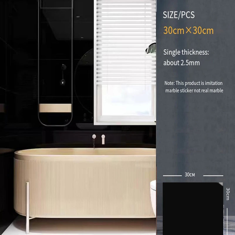 30*30cm Imitation Tile 3D Marble Kitchen Waterproof Self-adhesive Wall Sticker Wall Decoration Bathroom Moisture-proof Wallpaper - MyLootWare