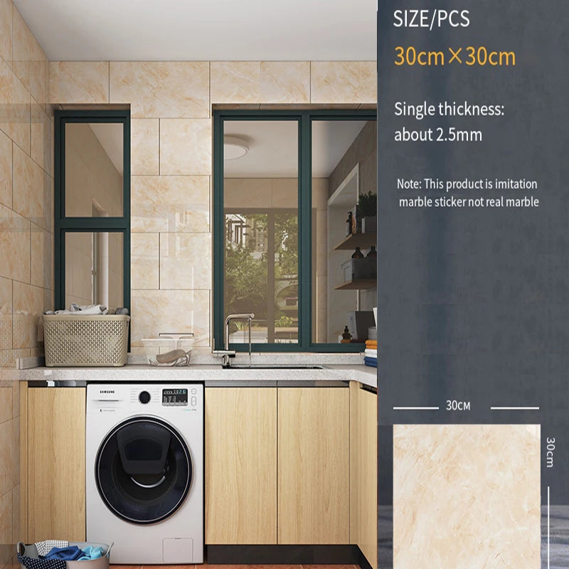 30*30cm Imitation Tile 3D Marble Kitchen Waterproof Self-adhesive Wall Sticker Wall Decoration Bathroom Moisture-proof Wallpaper - MyLootWare