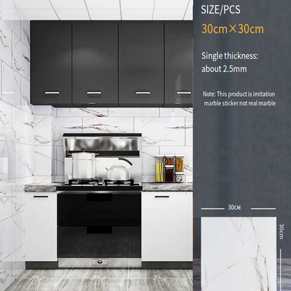 30*30cm Imitation Tile 3D Marble Kitchen Waterproof Self-adhesive Wall Sticker Wall Decoration Bathroom Moisture-proof Wallpaper - MyLootWare