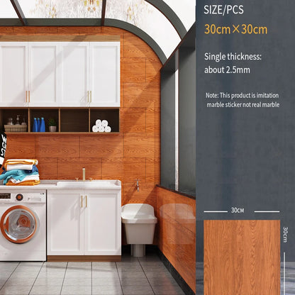 30*30cm Imitation Tile 3D Marble Kitchen Waterproof Self-adhesive Wall Sticker Wall Decoration Bathroom Moisture-proof Wallpaper - MyLootWare