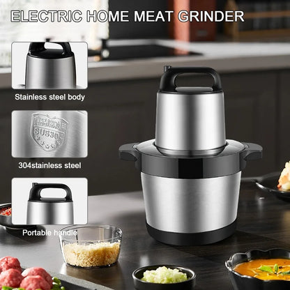 1000W Meat Grinder Kitchen Chopper 6L Electric Home Meat Grinders Stainless Steel Vegetable Food Processor Blender Mixer - MyLootWare