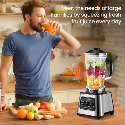 6000W Powerful Electric Blender Mixer Juicer Smoothie Maker Table Blenders 2.5L Container Food Processor Ice Fruit Blender Mixer - MyLootWare