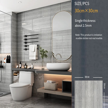 30*30cm Imitation Tile 3D Marble Kitchen Waterproof Self-adhesive Wall Sticker Wall Decoration Bathroom Moisture-proof Wallpaper - MyLootWare