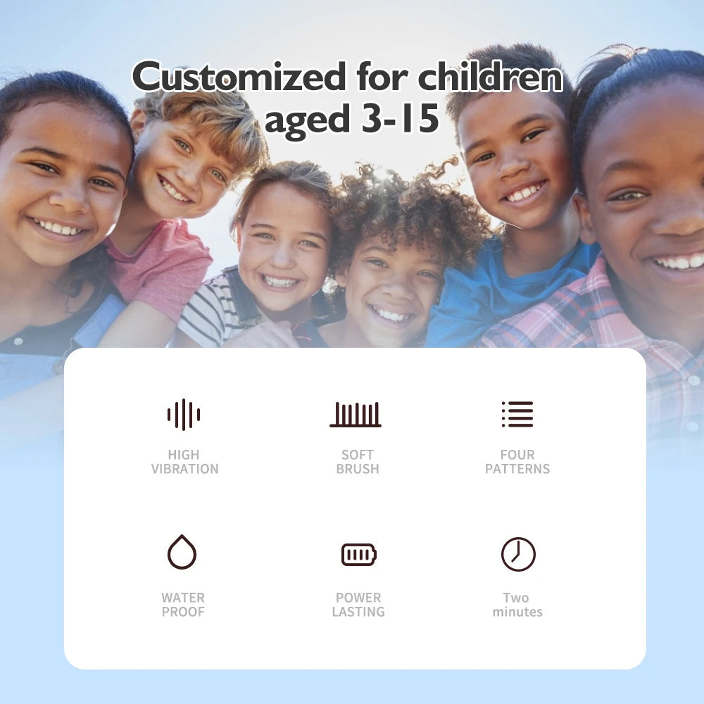 Children's Electric Toothbrush Sonic Toothbrush Soft Bristled Cartoon Toothbrush 4 Mode Waterproof Kids With Cleaning brush - MyLootWare