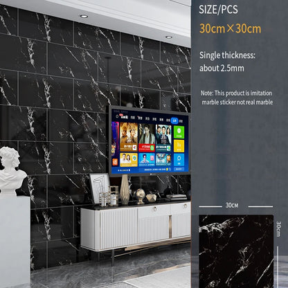 30*30cm Imitation Tile 3D Marble Kitchen Waterproof Self-adhesive Wall Sticker Wall Decoration Bathroom Moisture-proof Wallpaper - MyLootWare