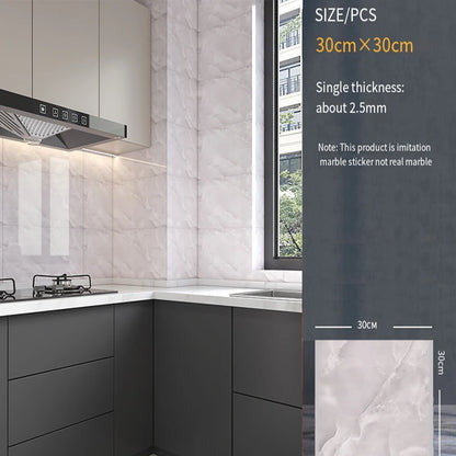 30*30cm Imitation Tile 3D Marble Kitchen Waterproof Self-adhesive Wall Sticker Wall Decoration Bathroom Moisture-proof Wallpaper - MyLootWare