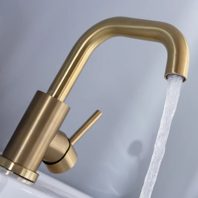 Brushed Gold Single Handle Sink Faucet - MyLootWare
