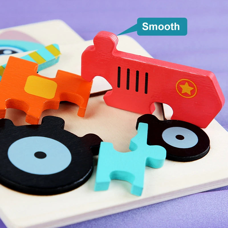 Kids Wooden Toys 3D Wood Puzzle Cartoon Animals