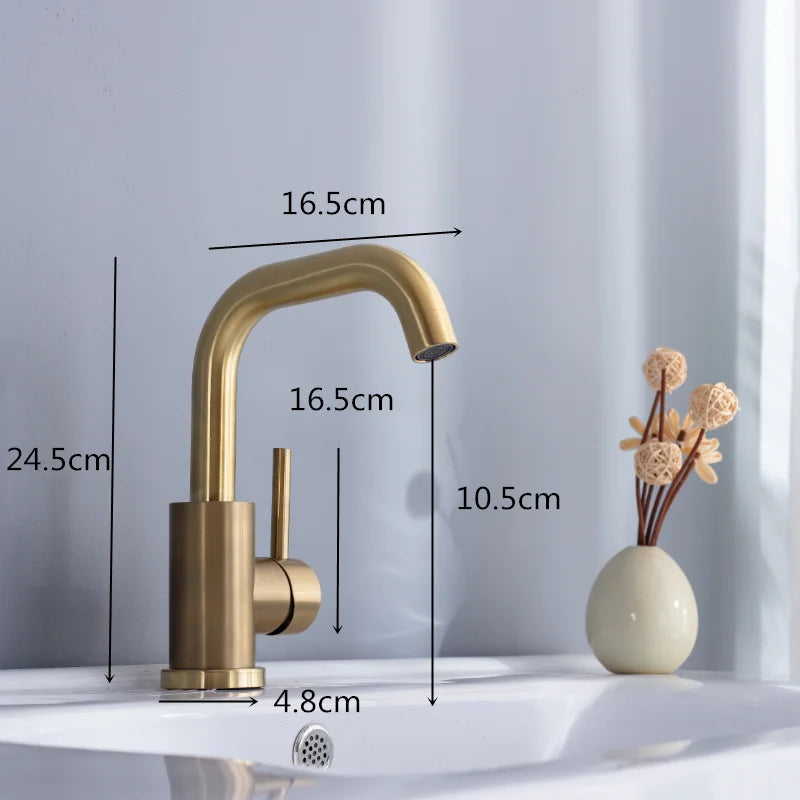 Brushed Gold Single Handle Sink Faucet - MyLootWare