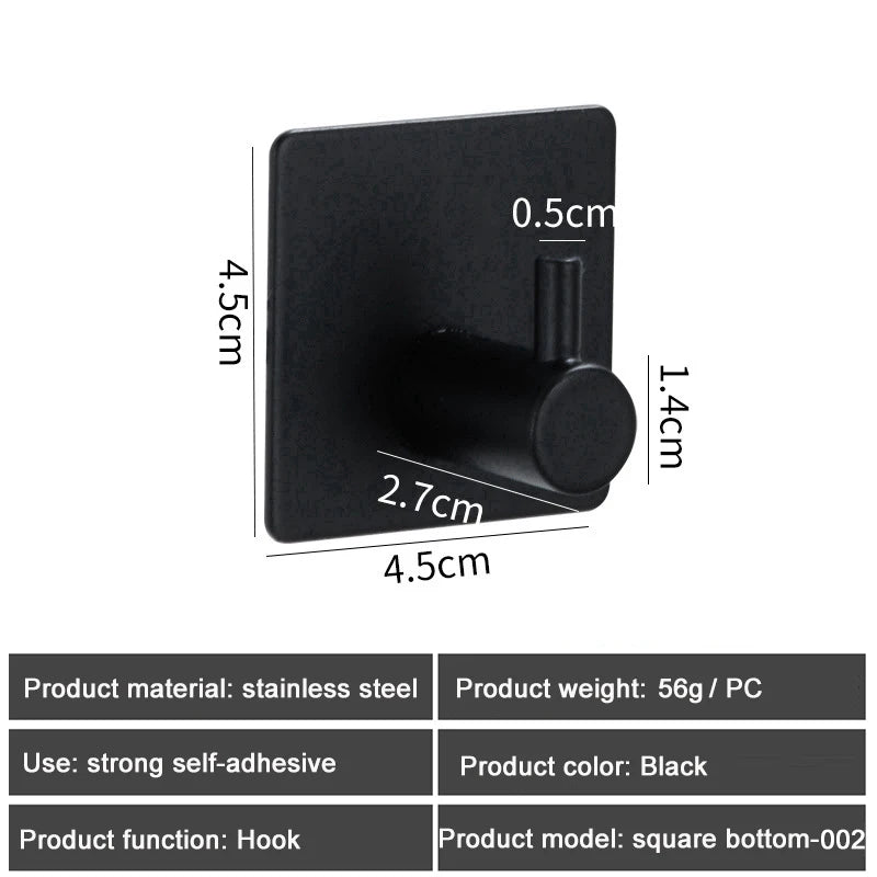 1PC Metal Hooks Strong Self Adhesive Hook Bathroom Stainless Steel Hook Wall Hangers Coat Towel Rustproof Hooks Kitchen Hardwar - MyLootWare