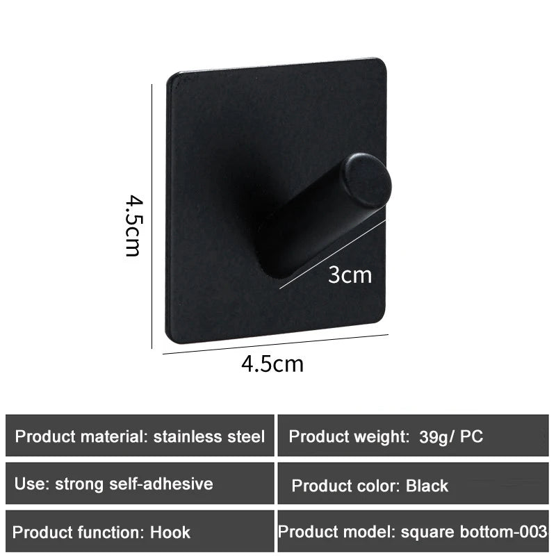 1PC Metal Hooks Strong Self Adhesive Hook Bathroom Stainless Steel Hook Wall Hangers Coat Towel Rustproof Hooks Kitchen Hardwar - MyLootWare