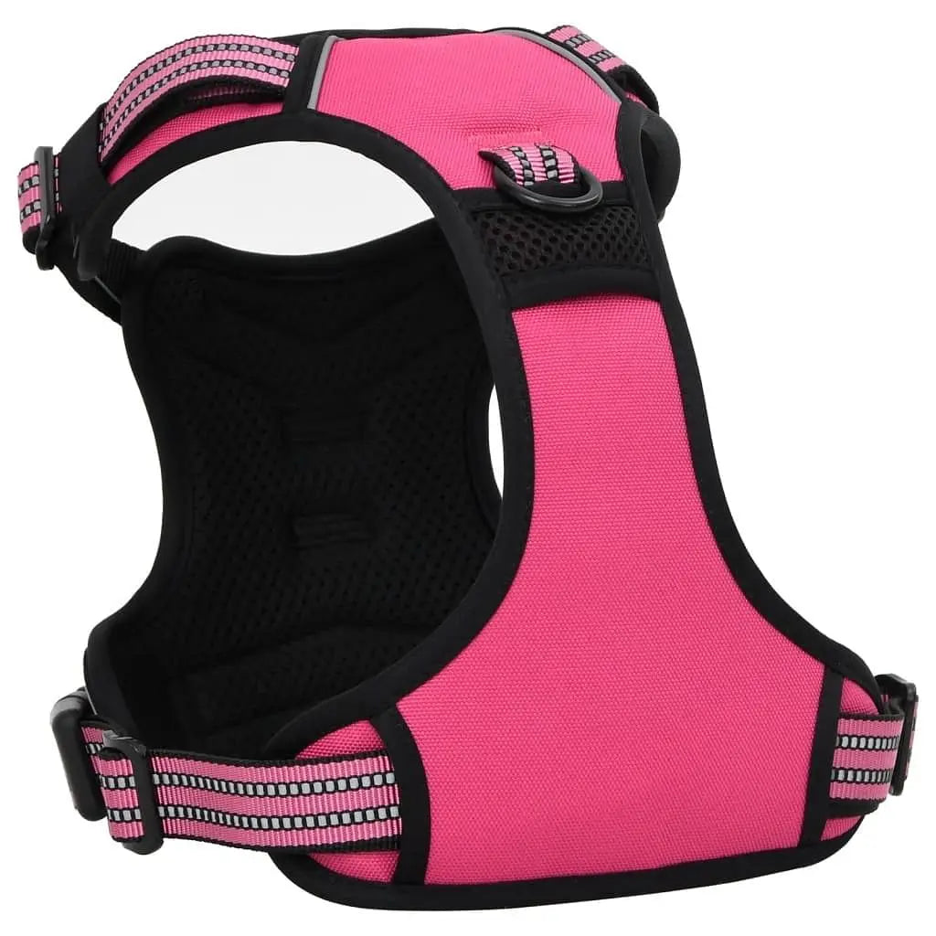 W2B VidaXL Adjustable XL Dog Harness Vest Simple Striped Pink Polyester with Armrests Escape Proof for Cats
