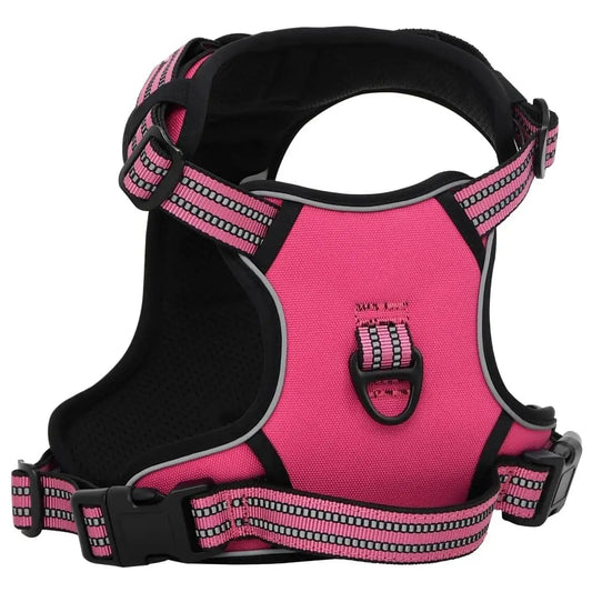 W2B VidaXL Adjustable XL Dog Harness Vest Simple Striped Pink Polyester with Armrests Escape Proof for Cats