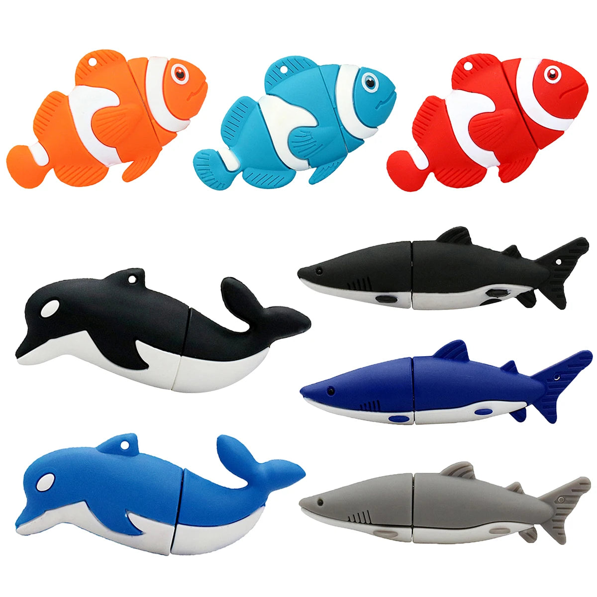 Cartoon Cute Animal Pen Drive Dolphin Shark Fish USB Flash Drives 128GB Pendrive 8GB 16GB 32GB 64GB 256GB Flash Memory USB Stick - MyLootWare