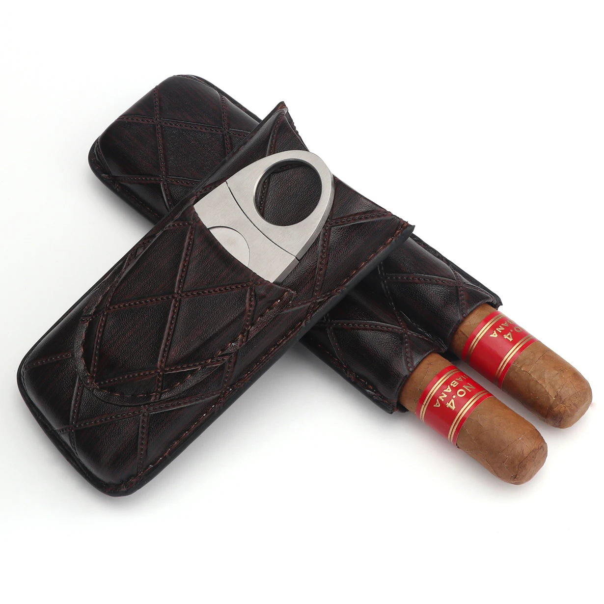 Xifei PU 2 Slots Cigar Case Set Portable Humidor