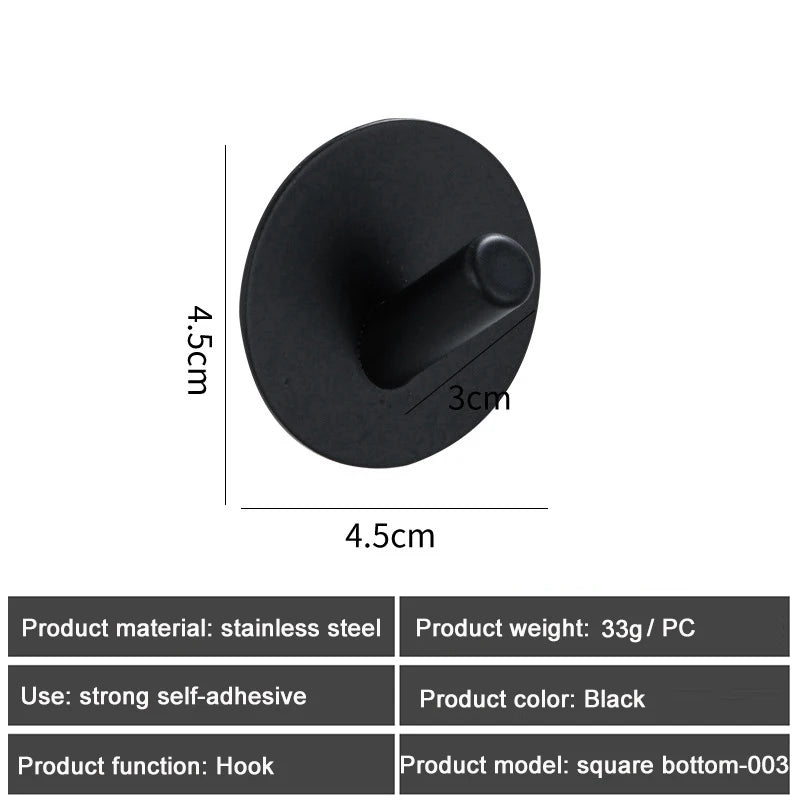 1PC Metal Hooks Strong Self Adhesive Hook Bathroom Stainless Steel Hook Wall Hangers Coat Towel Rustproof Hooks Kitchen Hardwar - MyLootWare