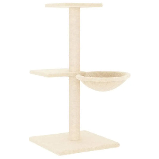 W2B VidaXL Cream Engineered Wood Cat Tree Tower