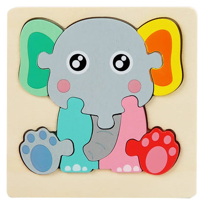 Kids Wooden Toys 3D Wood Puzzle Cartoon Animals