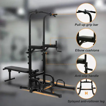 Power Tower Dip Station with Bench Pull Up Bar