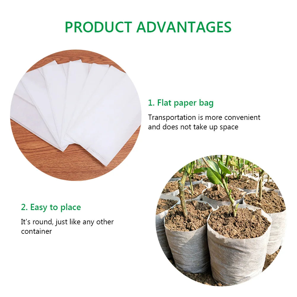 Biodegradable Nonwoven Fabric Nursery Plant Grow Bags Seedling Growing Planter Planting Pots Garden Eco-Friendly Ventilate Bag - MyLootWare