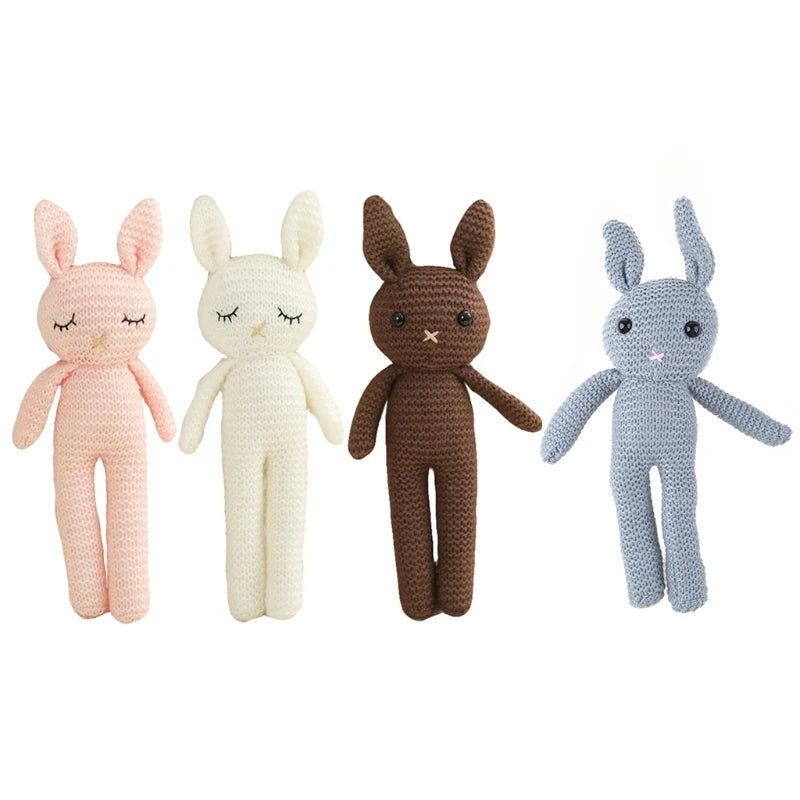 24cm Baby Crochet Bunny Sleeping Doll Toy Figure Stuffed Rabbit Children Interactive Knitted Doll Baby Girlfriend Party Gifts - MyLootWare