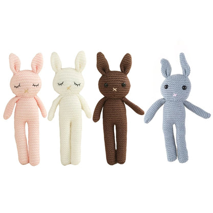 24cm Baby Crochet Bunny Sleeping Doll Toy Figure Stuffed Rabbit Children Interactive Knitted Doll Baby Girlfriend Party Gifts - MyLootWare