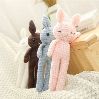 24cm Baby Crochet Bunny Sleeping Doll Toy Figure Stuffed Rabbit Children Interactive Knitted Doll Baby Girlfriend Party Gifts - MyLootWare