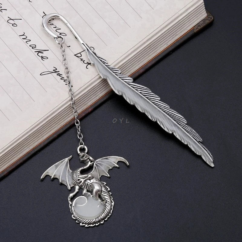 2019 Newest Glow In The Dark Luminous Book Marker Creative Feather Dragon Bookmark Label School Office Stationery - MyLootWare