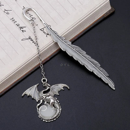 2019 Newest Glow In The Dark Luminous Book Marker Creative Feather Dragon Bookmark Label School Office Stationery - MyLootWare