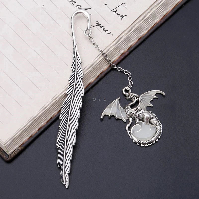 2019 Newest Glow In The Dark Luminous Book Marker Creative Feather Dragon Bookmark Label School Office Stationery - MyLootWare
