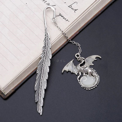 2019 Newest Glow In The Dark Luminous Book Marker Creative Feather Dragon Bookmark Label School Office Stationery - MyLootWare