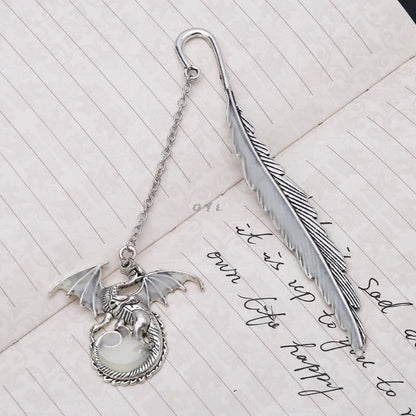 2019 Newest Glow In The Dark Luminous Book Marker Creative Feather Dragon Bookmark Label School Office Stationery - MyLootWare