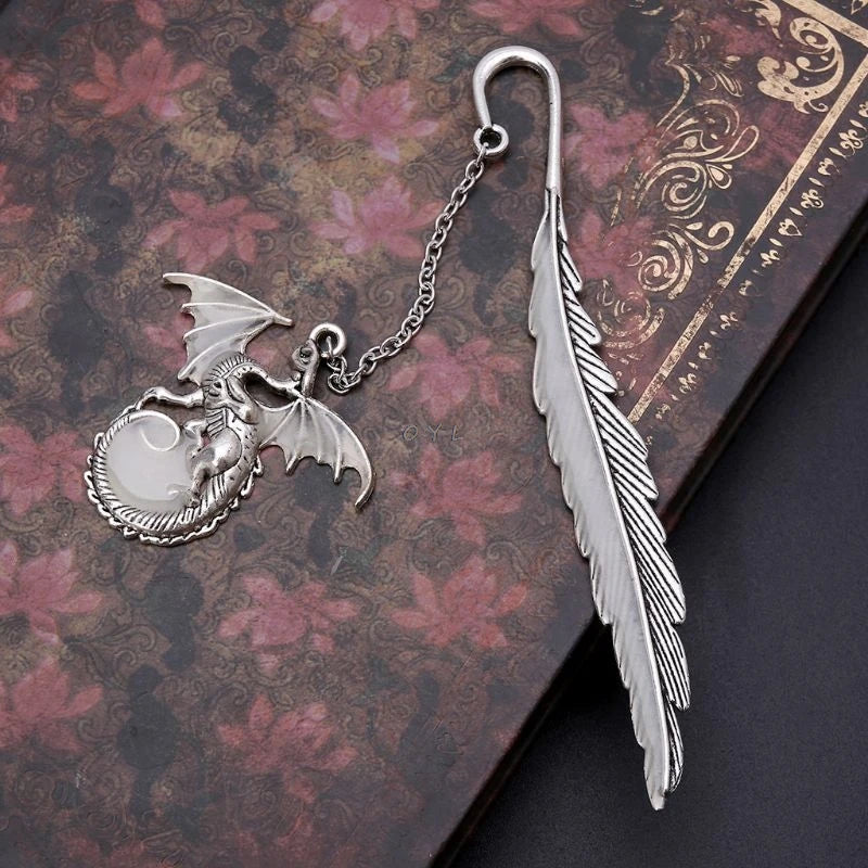 2019 Newest Glow In The Dark Luminous Book Marker Creative Feather Dragon Bookmark Label School Office Stationery - MyLootWare