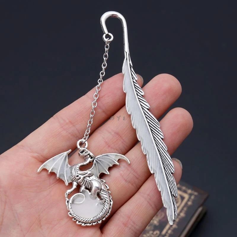 2019 Newest Glow In The Dark Luminous Book Marker Creative Feather Dragon Bookmark Label School Office Stationery - MyLootWare