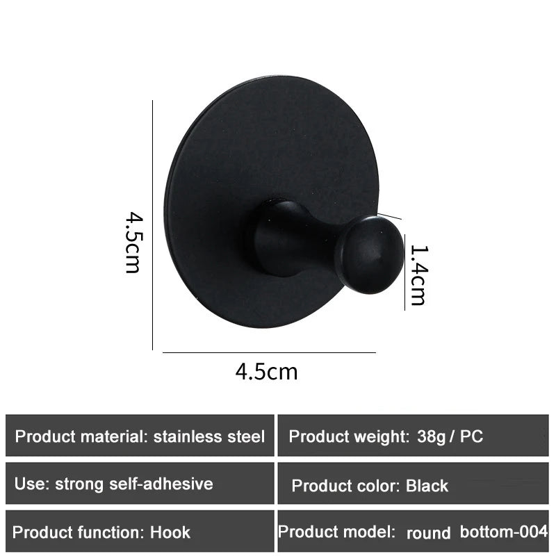 1PC Metal Hooks Strong Self Adhesive Hook Bathroom Stainless Steel Hook Wall Hangers Coat Towel Rustproof Hooks Kitchen Hardwar - MyLootWare