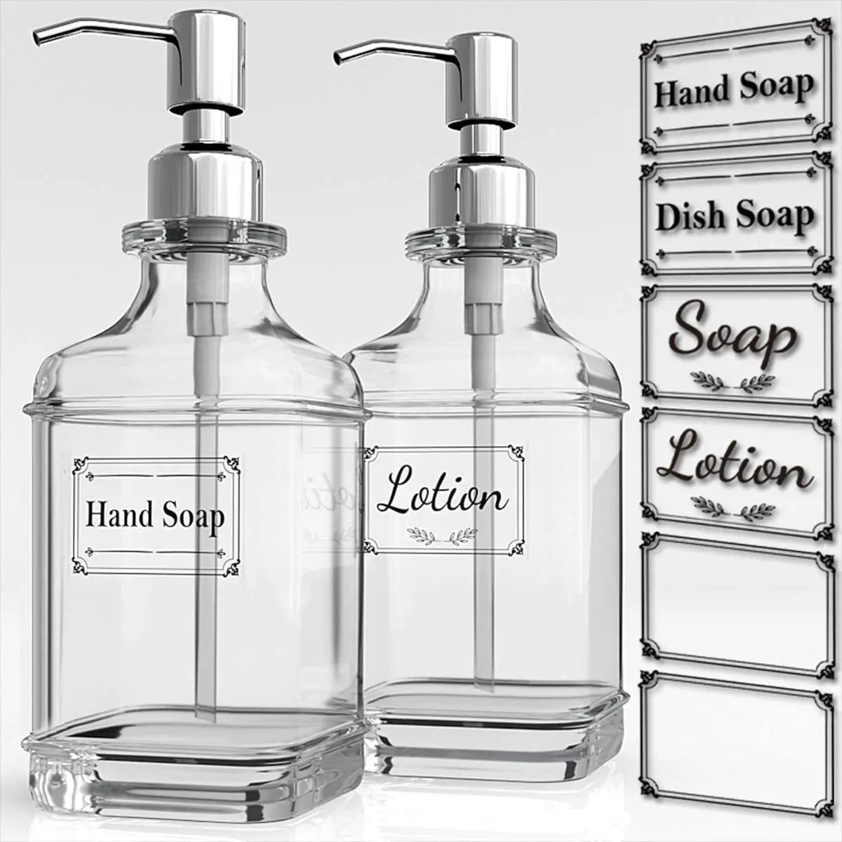 300/550Ml Soap Dispenser High Quality Antique Thick Clear Glass Hand Soap Dispenser Stainless Steel Pump Bathroom Bottles Tool - MyLootWare