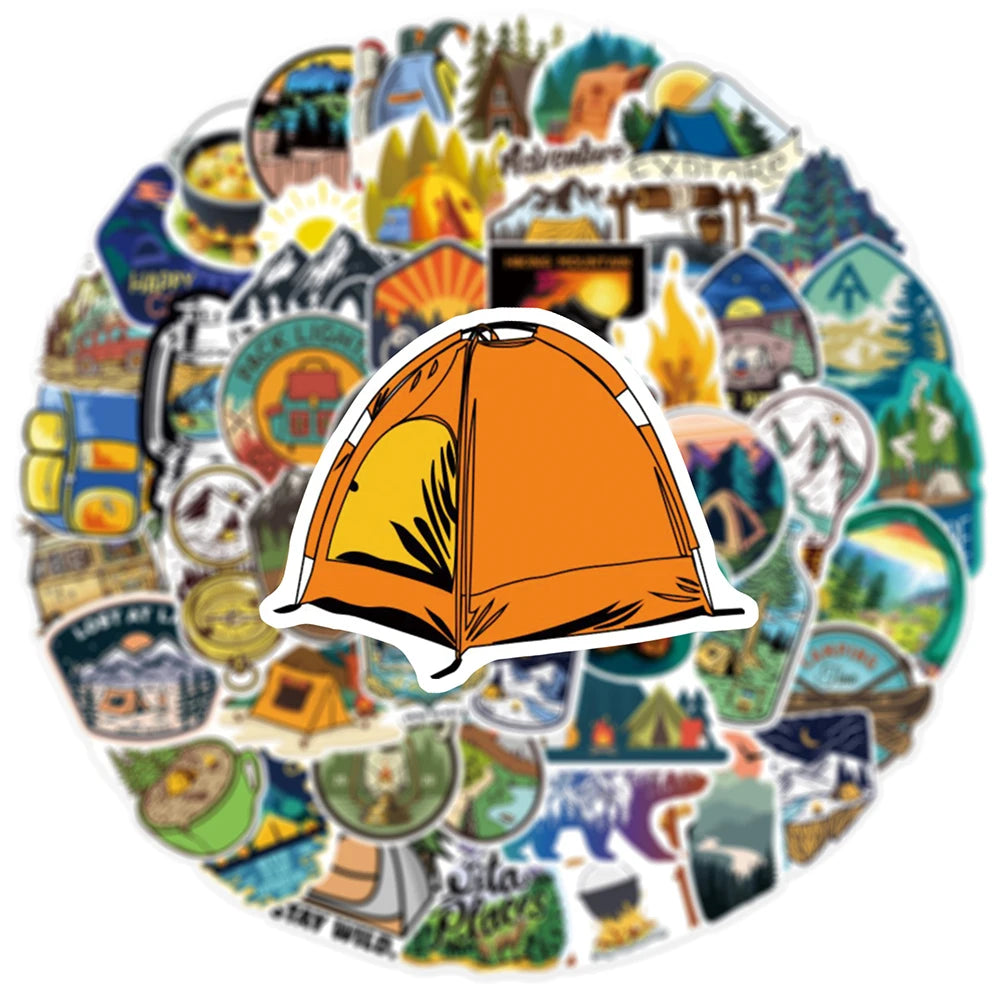 10/30/50pcs Outdoor Adventure Travel Camping Climbing Stickers DIY Car Laptop Guitar Luggage Phone Bike Graffiti Sticker Kid Toy - MyLootWare