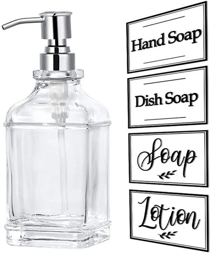 300/550Ml Soap Dispenser High Quality Antique Thick Clear Glass Hand Soap Dispenser Stainless Steel Pump Bathroom Bottles Tool - MyLootWare