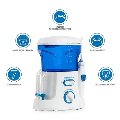 600ML Electric Dental Floss Oral Irrigator for Household Use Portable Tabletop Suitable For 7 Dental Floss Teeth For Homeuse - MyLootWare